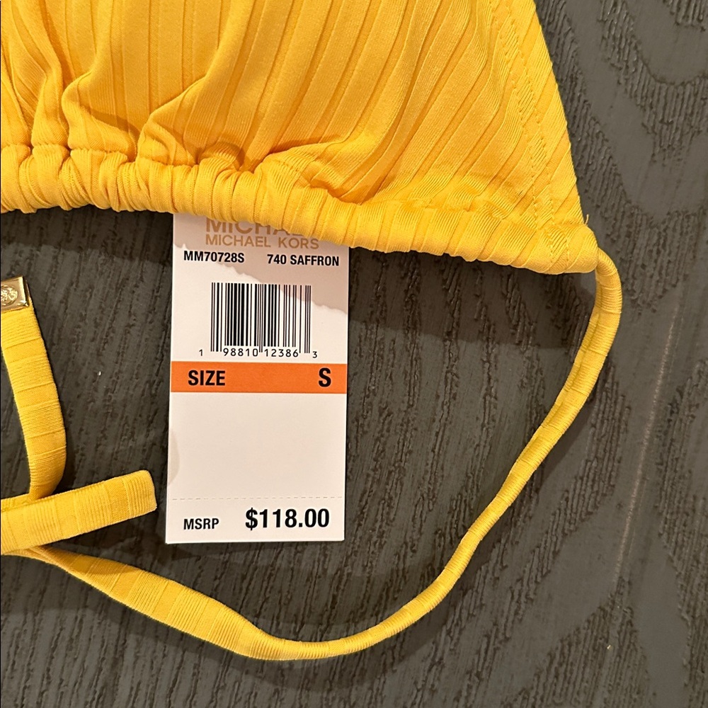 Michael Kors Yellow Ribbed String Bikini Set - Picture 7 of 12